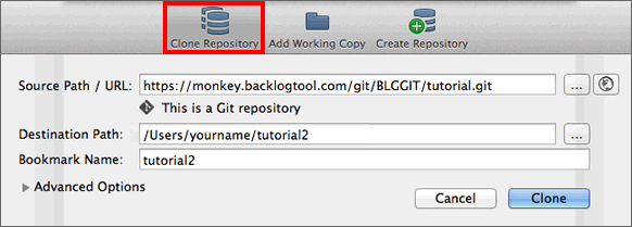 Clone một remote repository trên Backlog-6