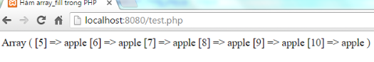 Hàm array_fill() trong PHP