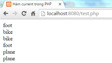 Hàm current() trong PHP